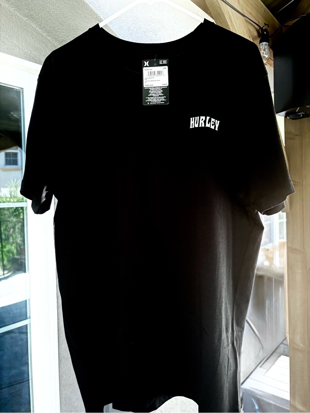 Hurley Black Short Sleeve Tee with White Chest Logo